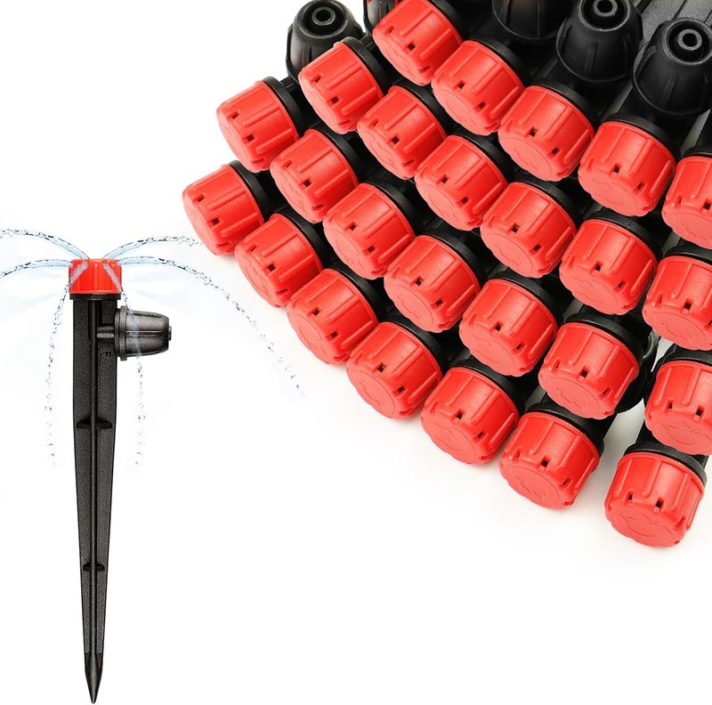 Gardrip 25 Pieces Drip Emitters Stream with Stake for 1/4" Irrigation Tubing: Adjustable 360 Degree Water Flow Irrigation Universal Sprayer Drip Pipe Sprinklers Fittings for Garden Watering System - Image 1